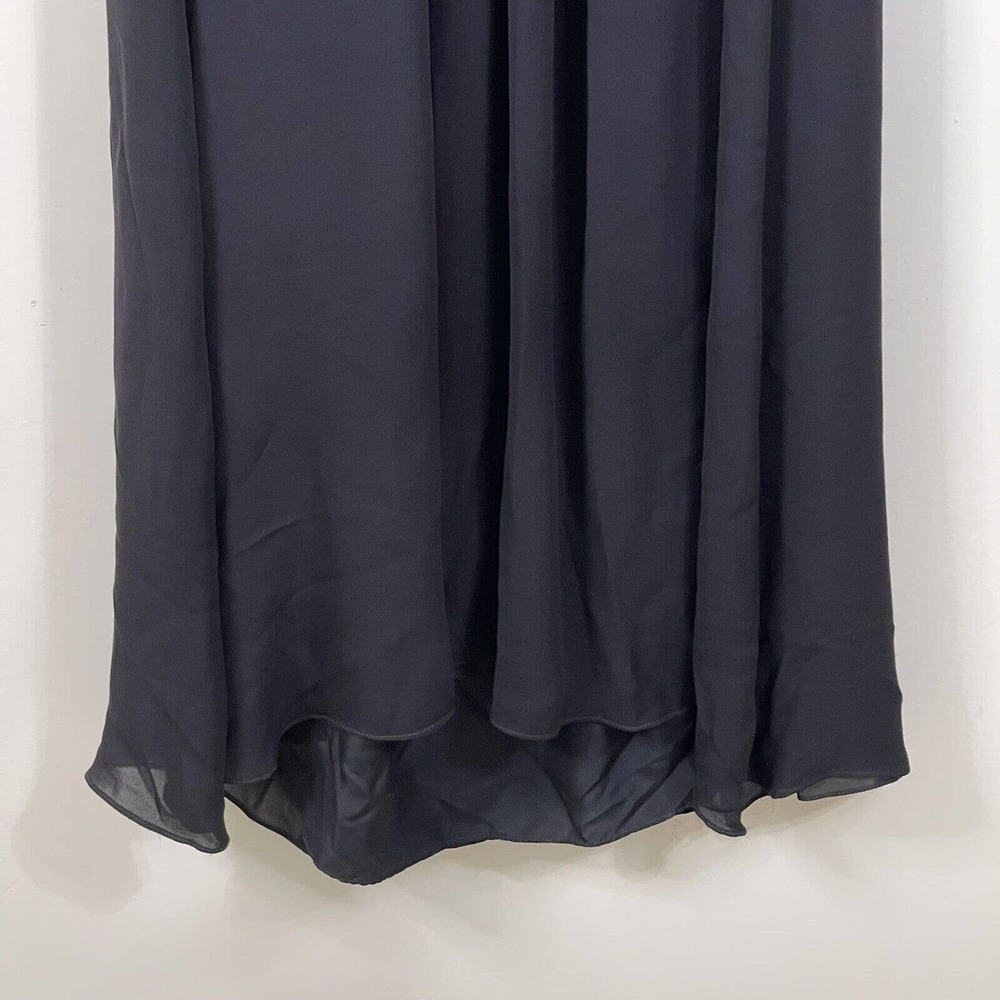 Tibi Silk Beaded Neckline Maxi Dress Size 4 Black Chiffon Ruffle - Picture 11 of 14